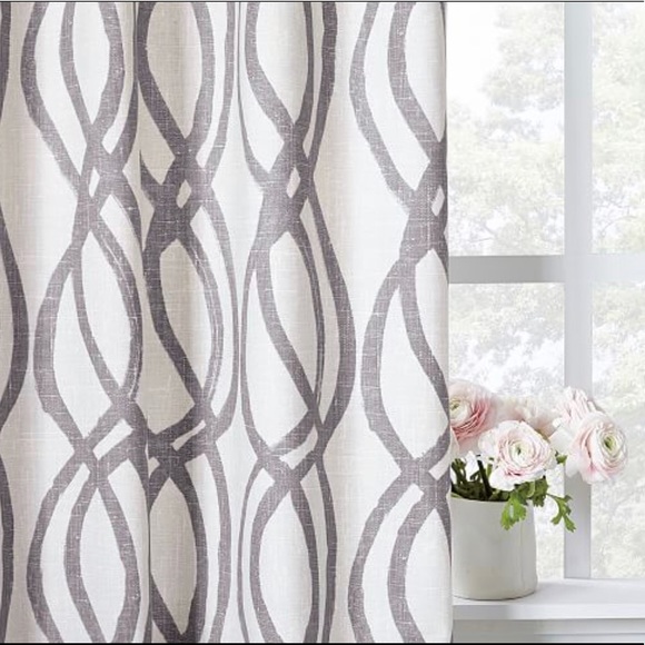 West Elm Accents Cotton Canvas Scribble Lattice Curtains Set Of